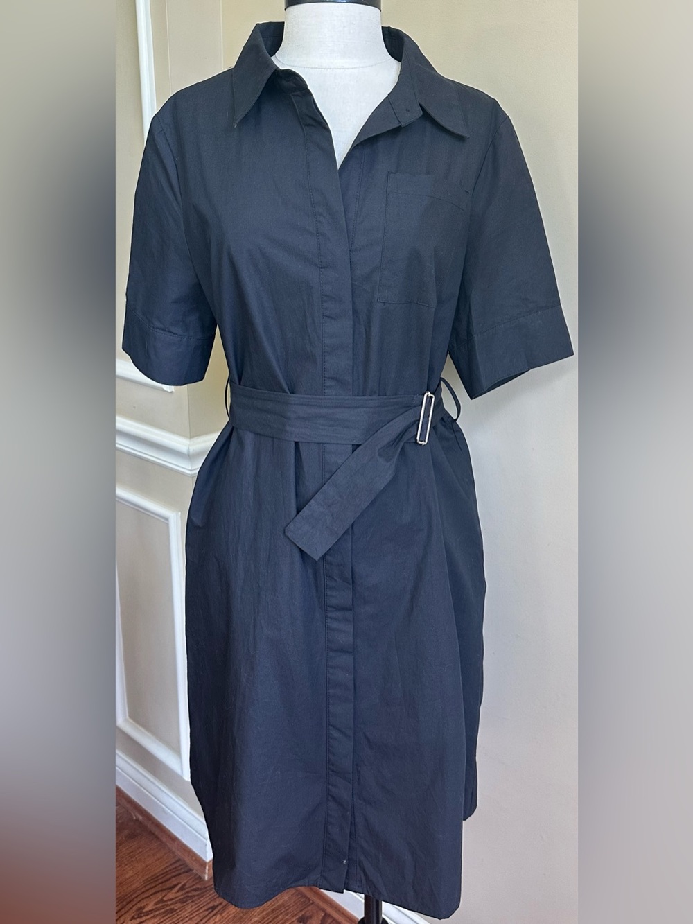 Petal & Pup Black Short-Sleeve Belted Dress, Size‎ Small